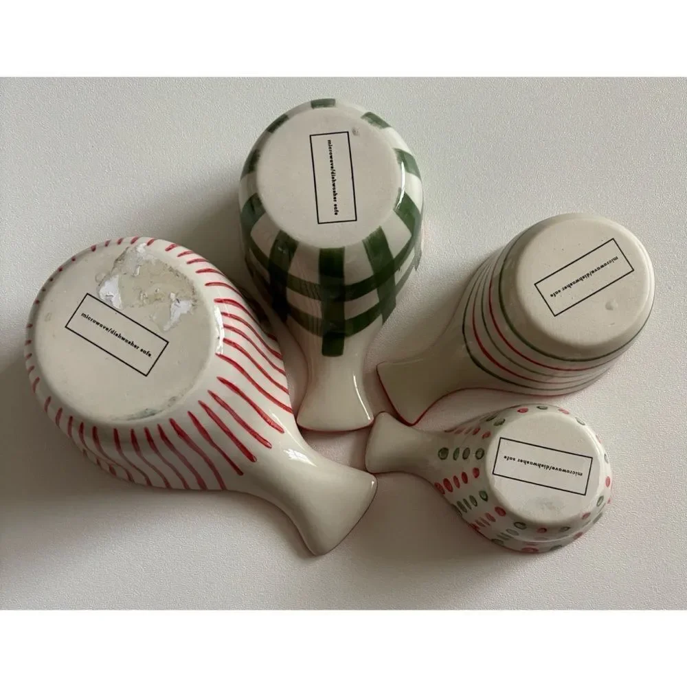 Rare Anthropologie Lets Get Jolly Cup Hand-Painted Stoneware Measuring Cups New